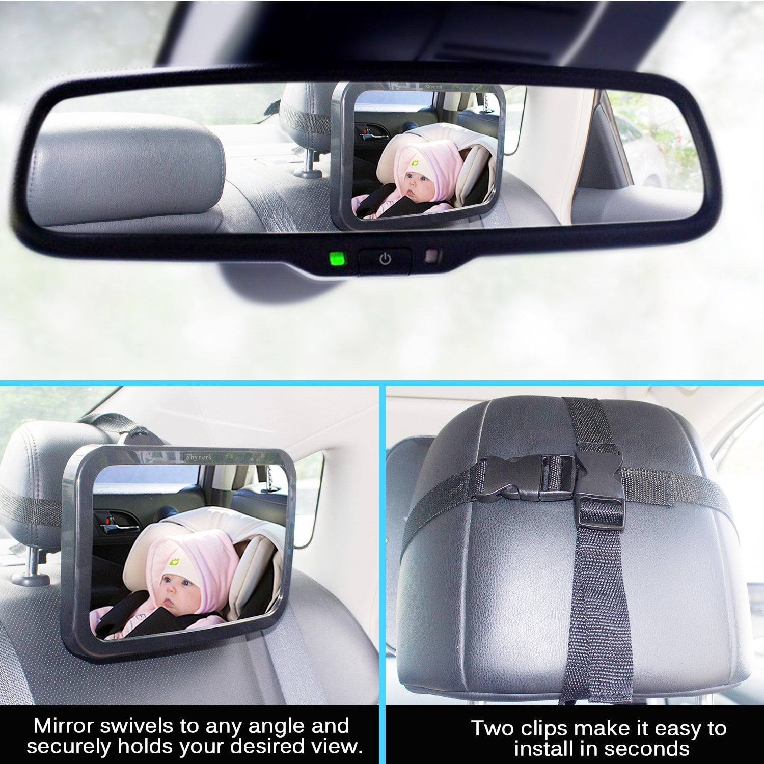for Rear Facing Carseat Crystal Clear View of Infant in Baby Car Seat Mirror 