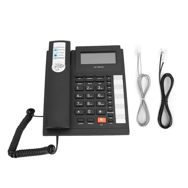 Teléfono fijo KX T7007 con interfaz dual, identificador de llamadas, botones grandes, color negro