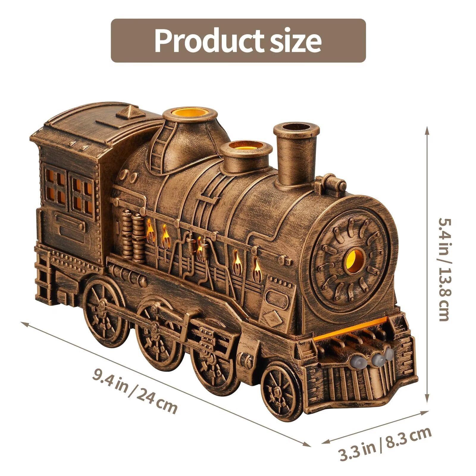 PEXIOAN Bedroom Humidifier, Cool Quiet Steam Train Mist Air Humidifier Diffuser with Auto Shutoff, Suitable for Home Baby Nursery and Plants. (Bronze)