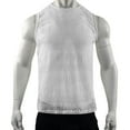 thumbnail image 4 of FRSASU Men's Knitted Tank Tops Casual Hollow Out Sleeveless T Shirts Summer Breathable Round Neck Vest White, 4 of 6