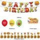 thumbnail image 2 of Fast Food Birthday Party Decorations Pizza Party Supplies including Burger Happy Birthday Banner Coke Balloon French Fries Cake, 2 of 4