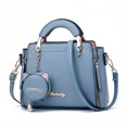 thumbnail image 1 of Letter Decor Hand Satchel Bag, Stylish Shoulder Zipper Bag With Mini Coin Purse, Crossbody Bag For Work, 1 of 5