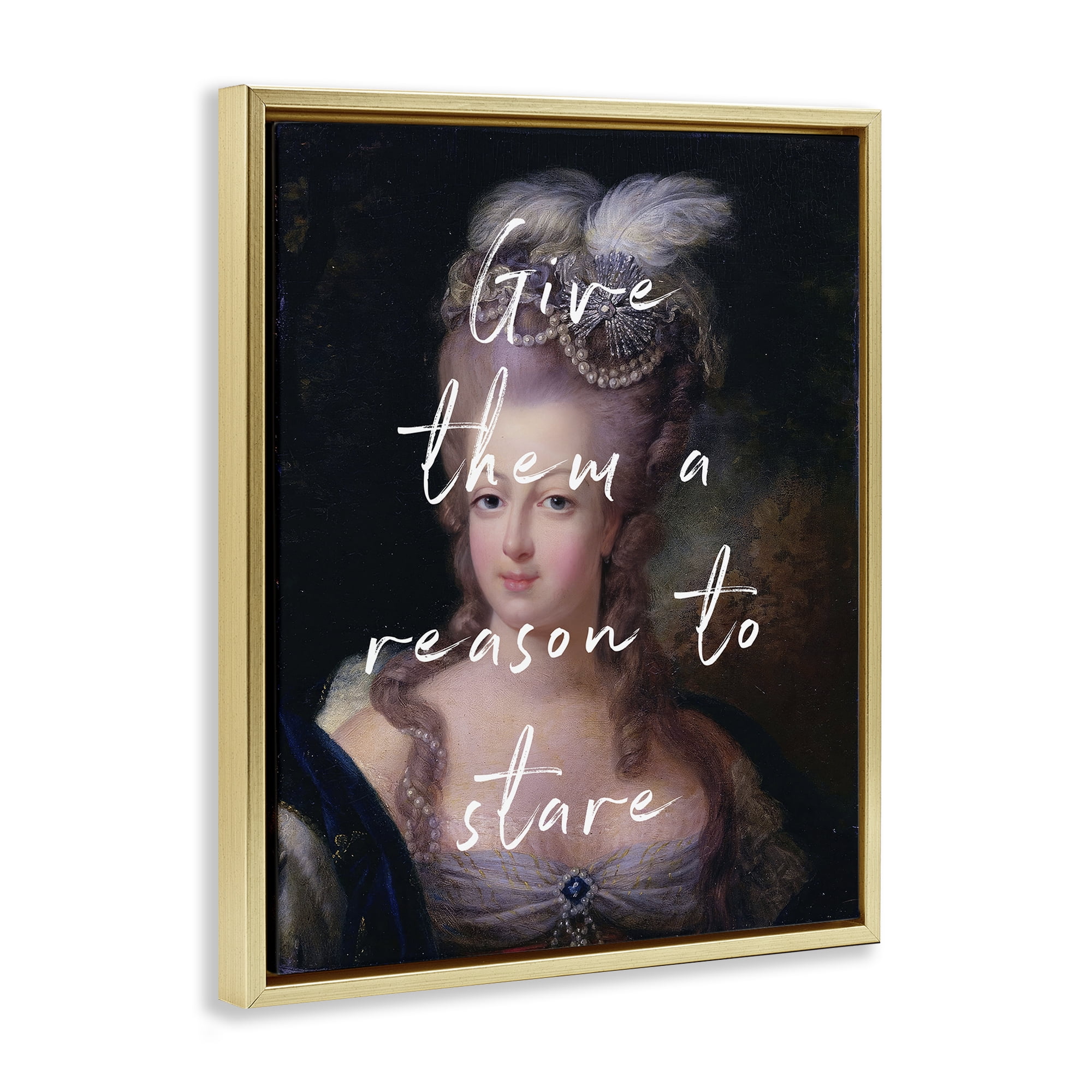 Stupell Industries Give Them A Reason To Stare Gold Framed Floater Canvas Wall Art, design by Tina LeCour