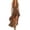 Brown, variant on Women’s Halter Neck Deep V Maxi Dress, High Low Ruffle Hem Western Style Dress, Linen-Like Summer Casual Party Dress, 1 Piece, Sizes S Through 3XL