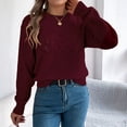 thumbnail image 6 of JUUNthy Sweater for Womens, Long Sleeve Crewneck Hollow Out Pattern 2026 Soft Comfort Knit Tops Khaki M, 6 of 14