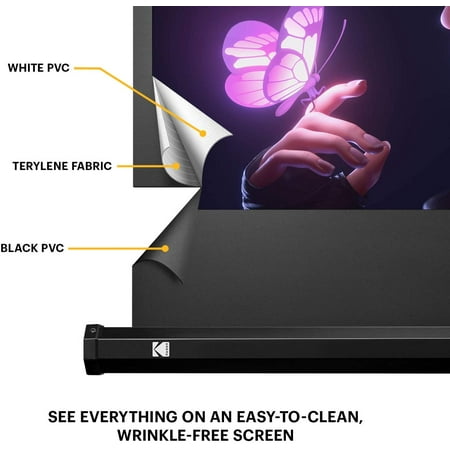 Kodak - 100 in. Portable Projector Screen, Adjustable Projection Screen with Tripod Stand & Carry Bag - White