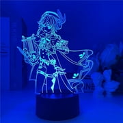 WIHE Genshin Impact Venti Anime Figure Lamp - 3D Illusion Night Light for Bedroom Decor