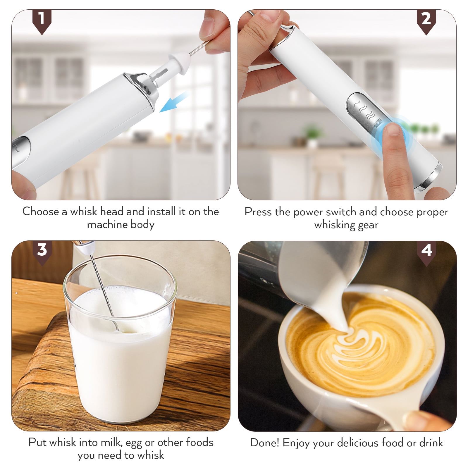 Mousseur à Lait Portable Rechargeable 2 En 1 - Fouet Électrique Pour Café, Matcha, Lattes Et Chocolat Chaud