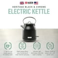 thumbnail image 3 of Open Box Haden 1.7L Stainless Steel Body Retro Electric Kettle, Black/Chrome, 3 of 12