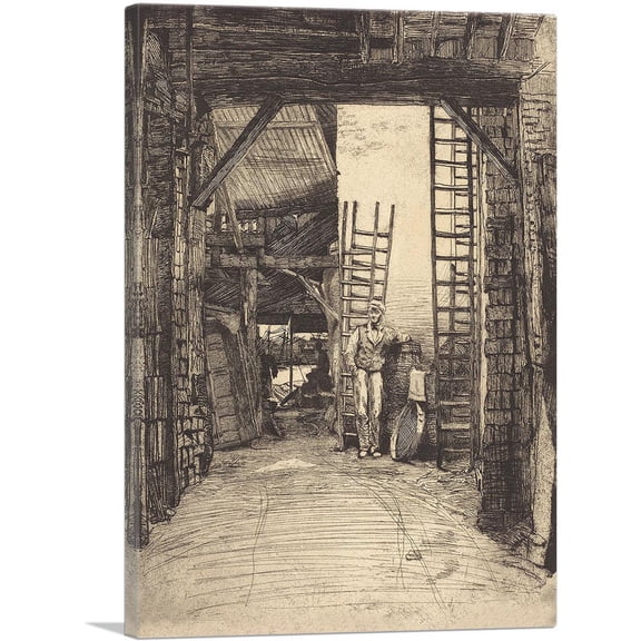 ARTCANVAS The Lime-Burner 1859 Canvas Art Print by James Abbott McNeill Whistler - Size: 18" x 12" (0.75" Deep)