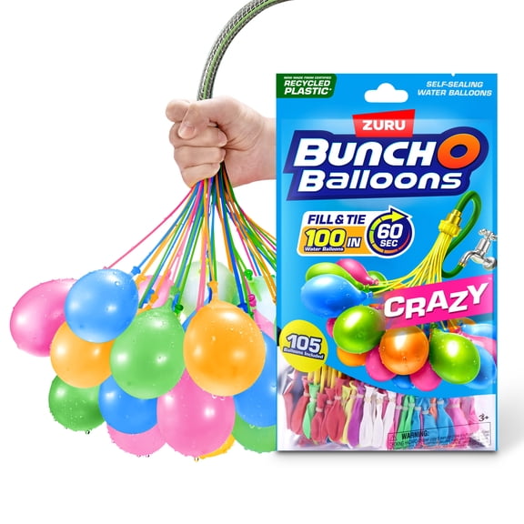 Bunch O Balloons Crazy 105 Rapid-Filling Self-Sealing Water Balloons (3 pack) for Kids, Teens & Adults Ages 3 by ZURU