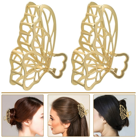 LEORX 2Pcs Creative Golden Hollow Hair Clip Alloy Headdress for Wedding Party