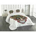 thumbnail image 3 of Ambesonne Sugar Skull Quilted Bedspread Set 3 Pcs, Wild Spring Blooms, King Size, Multicolor, 3 of 5