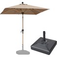 thumbnail image 1 of PURPLE LEAF 6' x 9' Patio Umbrella with Base Market Umbrella Rectangular Outdoor Umbrella with Push Button Tilt & Crank and 8 Ribs Aluminum Table Umbrella for Pool Backyard Beach, Taupe, 1 of 7
