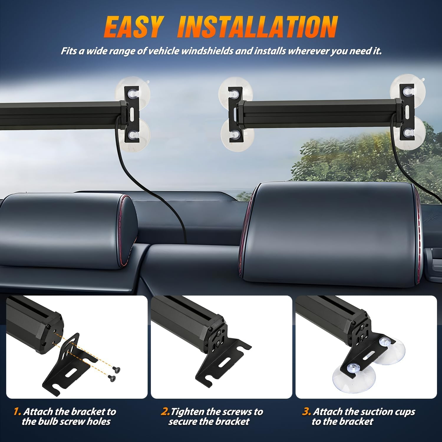 Nilight 40LED Amber Emergency Strobe Advisor Light Bar with Suction Cups Dash Safety Warning Hazard Flashing Lights Interior Front/Rear Windshield for Trucks Construction Vehicles