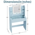 thumbnail image 3 of ICEELF Small Vanity Desk for Girls with Tempered Glass Top, Smart RGB Drawer, APP & Remote, 6000+ Colors, Music Sync, Timer, 3-Color LED Mirror, 5 Shelves, Blue, 3 of 10