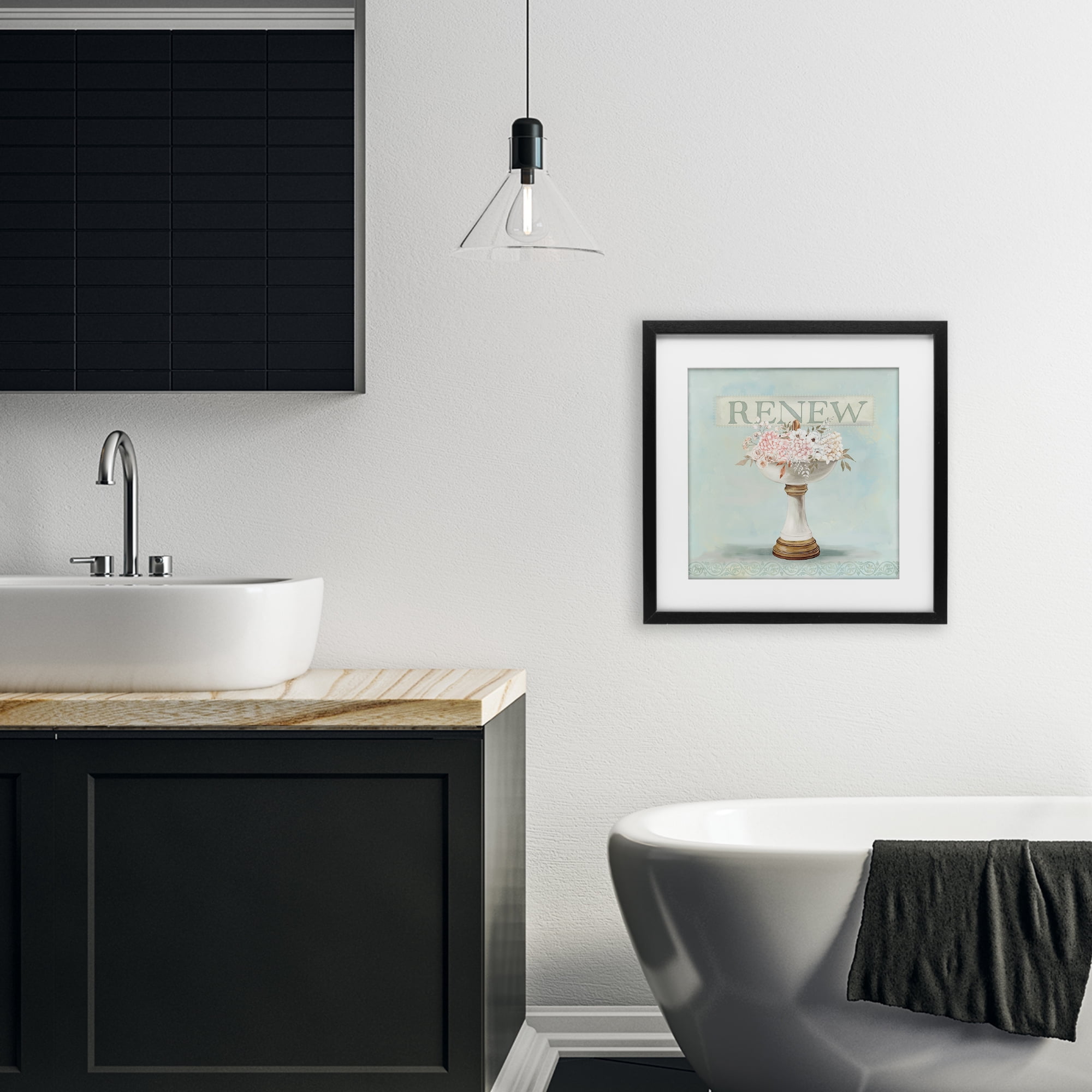 Stupell Industries Renew Floral Sink Black Framed Print Under Glass, design by Mollie B.
