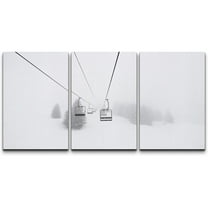wall26 Canvas Print Wall Art Set Ski Lift on Snowy Winter Mountain Nature Wilderness Photography Realism Rustic Scenic Relax/Calm Multicolor for Living Room, Bedroom, Office - 16"x24"x3 Pan