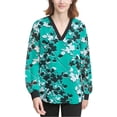 thumbnail image 1 of Calvin Klein Womens Abstract Shell Blouse, green, XS, 1 of 1