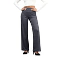 thumbnail image 2 of Pull On Dress Pants Women Stretch Tummy Control Wide Leg Yoga Pants High Waisted Work Trousers Business Casual Slacks Dark Gray M, 2 of 6