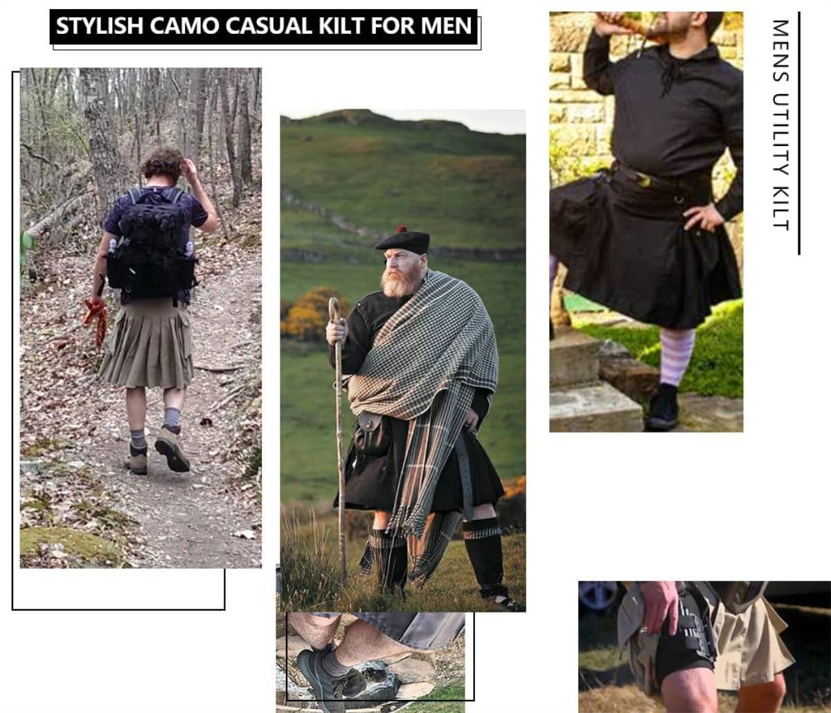 Black Skirt Kilt Belt OCANXUE Kilt For Men Camo Utility Kilt