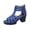 Summer Shoes # Blue, variant on Chunky Heels for Women Open Toe Gladiator Sandals Block Heel Ankle Booties Laser Cutout Studded Accents Back Zipper Lugged Footwear for Edgy Style