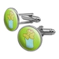 thumbnail image 1 of Sesame Street Oscar the Grouch Distressed Round Cufflink Set Silver Color, 1 of 6