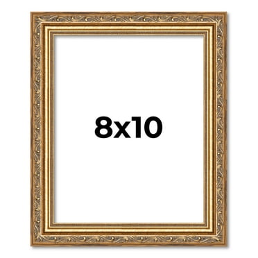 8x10 Frame Gold Solid Wood Picture Frame Width 1.25 Inches | Interior Frame Depth 0.375 Inches |