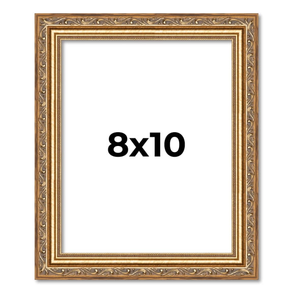 8x10 Frame Gold Solid Wood Picture Frame Width 1.25 Inches | Interior Frame Depth 0.375 Inches |