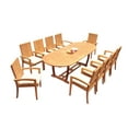 thumbnail image 4 of Grade-A Teak Dining Set: 10 Seater 11 Pc: 94" Mas Oval Trestle Leg Table And 10 Goa Stackng Arm Chairs Outdoor Patio WholesaleTeak #51GO1311, 4 of 6