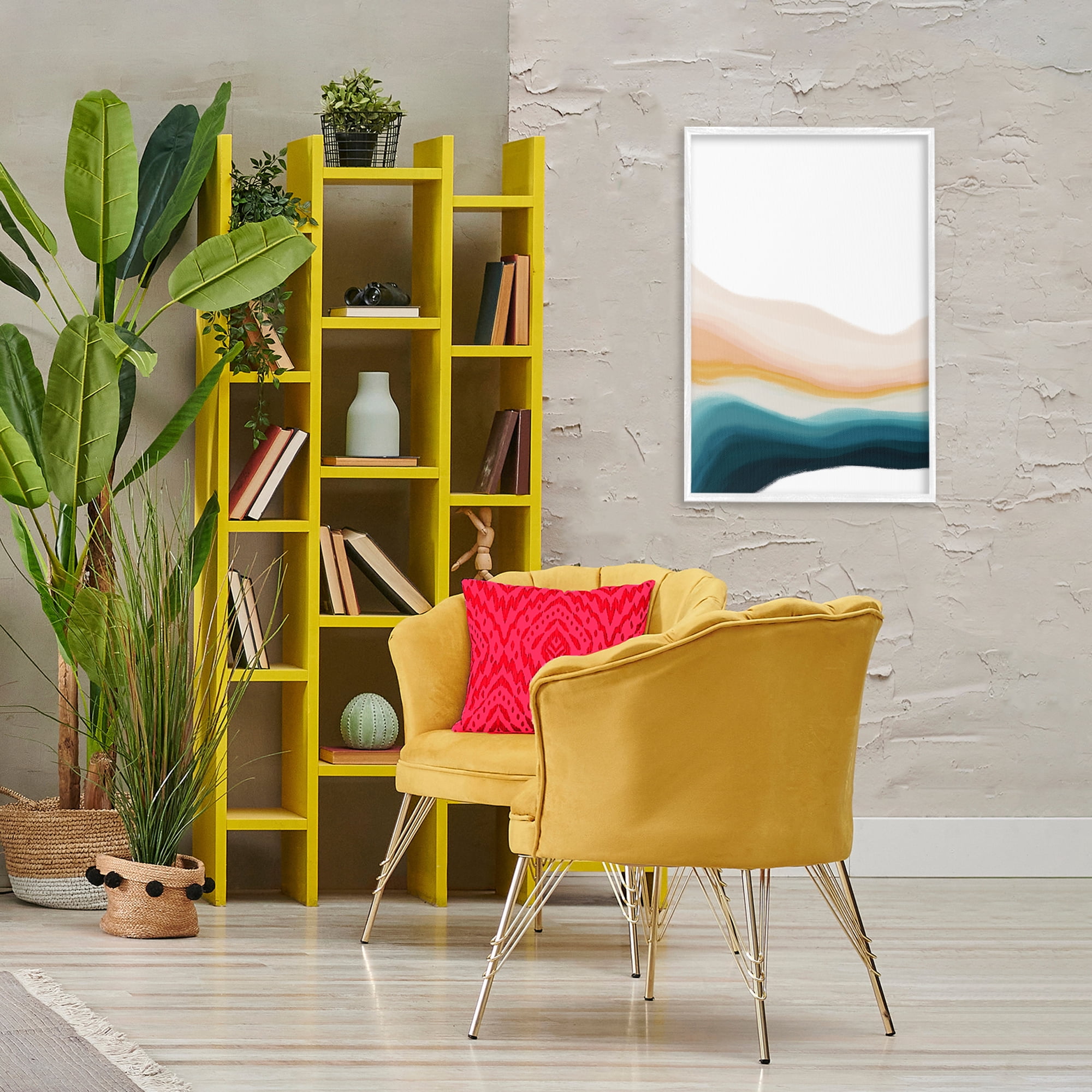Stupell Industries Peach Swirl Landscape Abstract Painting White Framed Art Print Wall Art, 20 x 30