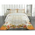 thumbnail image 2 of Ambesonne Thanksgiving Quilted Coverlet 3 Pcs, Maple Leaf Woods, King Size, White Yellow Orange, 2 of 4