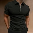thumbnail image 2 of Mens Plus Size Shirts Clearance Men Casual Solid Turndown Pullover Zipper Short Sleeve Blouse Tops, 2 of 6