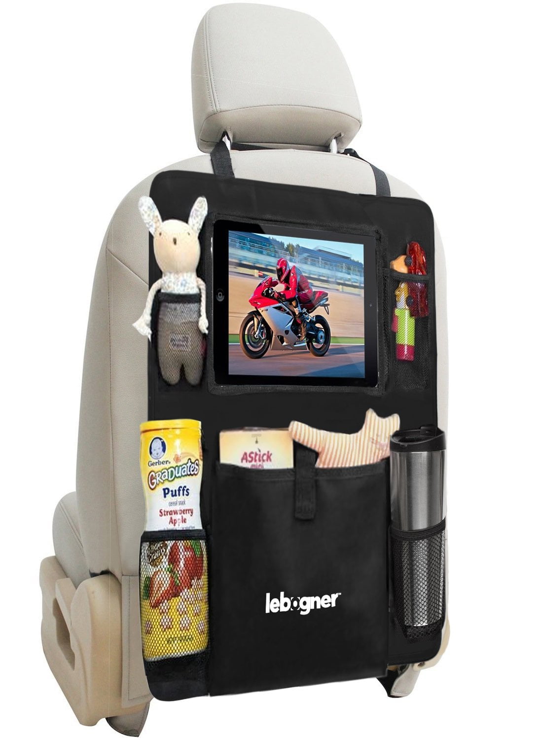 Backseat Organizer + iPad and Tablet Holder By Lebogner, XLarge