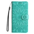 thumbnail image 2 of SaniMore for Google Pixel 7 Wallet Case, Shockproof PU Leather Stand Cover with Card Slot Flip Kickstand Embossed Flower Magnetic Clasp Wrist Strap for Google Pixel 7, Green, 2 of 9