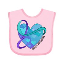 Inktastic Suicide Prevention Awareness Purple and Teal Heart Ribbon Boys or Girls Baby Bib