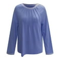 thumbnail image 4 of AherBiu Long Sleeve Tops for Women Crewneck Ruched Loose Fall Casual Fitted Pullover Tops Blouse, 4 of 4