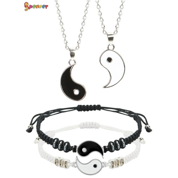 Spencer Matching Yin Yang Friend Couple Bracelets Adjustable Waterproof Handmade Cord Relationship Bracelets