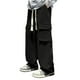 thumbnail image 1 of Pantalones de trabajo de longitud completa para hombre, de color liso, con bolsillos, informales, de pierna recta, 1 of 4