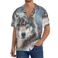thumbnail image 1 of Balery Majestic Snowy Wolf Camisa Casual de Manga Corta con Botones para Hombre, Texturizada, Estilo Cubano, para Playa, Verano-X-Large, 1 of 5