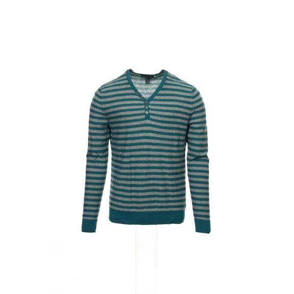 INC International Concepts Green Striped V-Neck Sweater , Size Small
