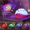 thumbnail image 2 of (Light Blue)Cute Little Hedgehog Silicone Children's Room Night Light Silicone Night Light with Decompression Bubble USB Charging, 2 of 5