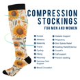 thumbnail image 2 of FORMRS Womens Knee High Socks Casual Long Thick Travel Daily Wear, 1 Pair, Watercolor Sunflowers and Leaves, 2 of 6