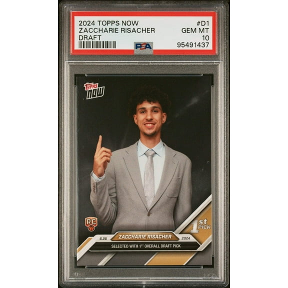 Graded 2024 Topps Now Zaccharie Risacher #D1 Draft Rookie RC Basketball Card PSA 10 Gem Mint