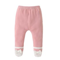 GYRATEDREAM Newborn Infant Baby Cotton High Waist Pull on Footed Pants Boys Girls Cute Elastic Tights Toddler Casual Leggings with Feet for 0-18 Months
