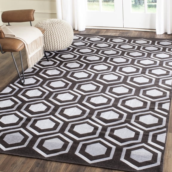 SAFAVIEH Kilim Searlait Geometric Hexagons Wool Area Rug, Charcoal, 4' x 6'