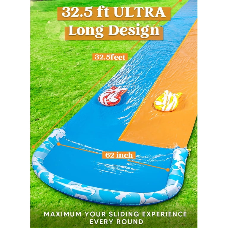 Joyfy 32.5ft Double Lawn Water Slide With Boards photo 7