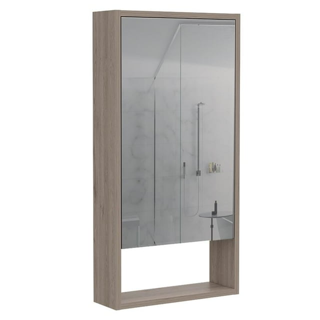 TUHOME Furniture Gray Modern Engineered Wood Medicine Cabinet with Open Shelf, Gray