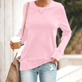 thumbnail image 2 of Pxiakgy t shirts for women womens t shirts Womens Casual Crewneck Sweatshirt Short Long Sleeve Shirt Soft Loose Tops Pink + XL, 2 of 4