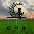 thumbnail image 3 of Handmadetneonsign Custom Metal Black Moon Cat Wind Chime, Personalized Metal Cat Garden Decor, 3 of 5